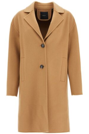 Pinko Women's Double Wool Coat With Screwdriver Design in Beige | Size Medium | 103817Y27P