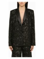 Rotate Birgerchristensen Women's Single-Breasted Jacket With Sequins in Black | Size 36 | 111574100PL