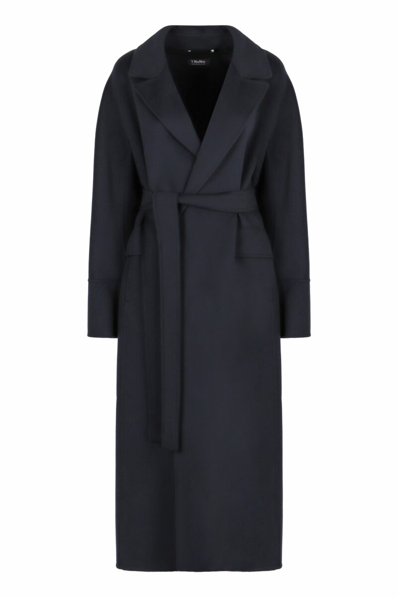 S Max Mara Women's Malika Virgin Wool Long Coat in Blue | Size 46 | MALIKA2429016033600 Color 081