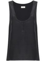 Saint Laurent Women's Henley-Neck Silk Tank Top in Grey | Size 38 | 789945Y7I224280