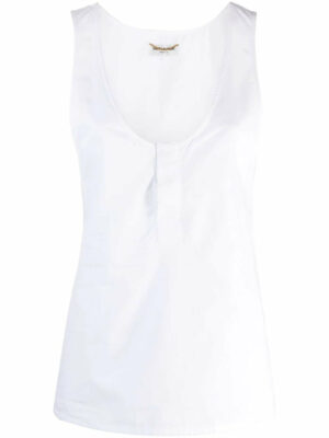 Saint Laurent Women's Henley Tank Top in White | Size 34 | 790074Y227W