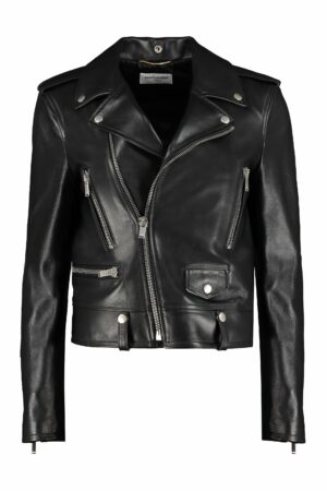 Saint Laurent Women's Leather Biker Jacket in Black | Size 38 | 481862Y5YA2 Color 1000