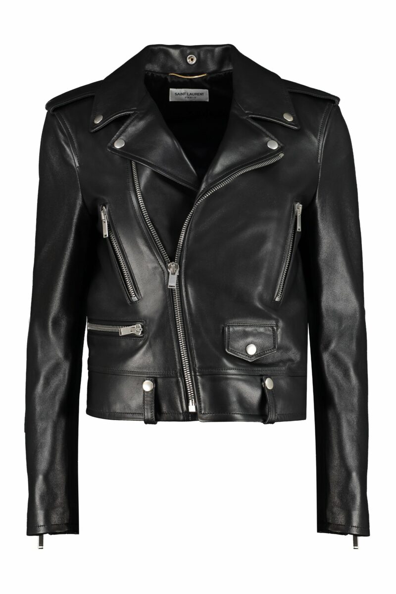 Saint Laurent Women's Leather Biker Jacket in Black | Size 38 | 481862Y5YA2 Color 1000