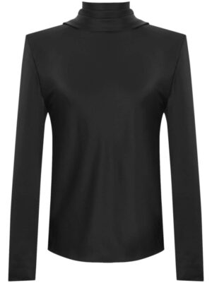 Saint Laurent Women's Long Sleeve Draped Top in Black | Size 38 | 765331Y7G27