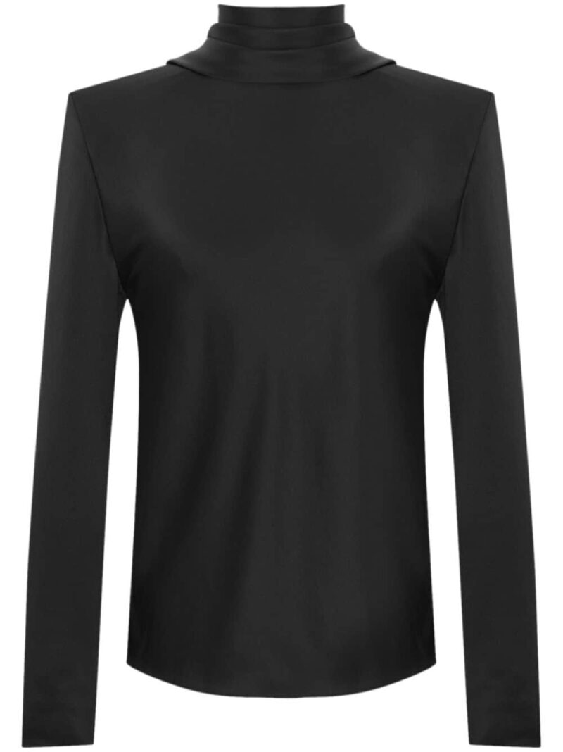 Saint Laurent Women's Long Sleeve Draped Top in Black | Size 38 | 765331Y7G27