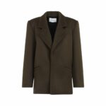 Saint Laurent Women's Virgin Wool Coat in Green | Size 36 | 808239Y060R