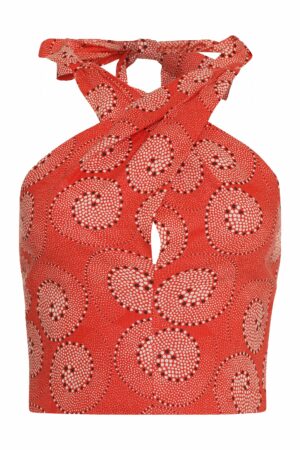 Staud Women's Smocked Kai Printed Top in Red | Size Medium | 3723201AHBWP Color HBWP