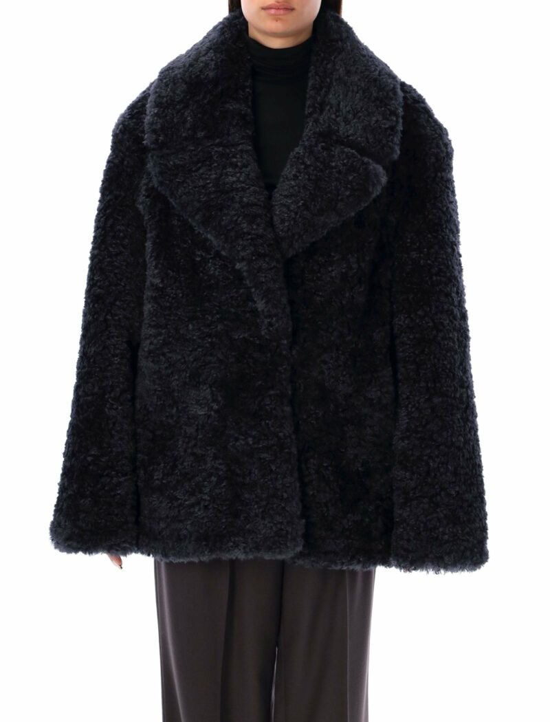 Stella Mccartney Women's Eco Fur Short Coat in Navy | Size 42 | 24A6800883EU901 Color 4000