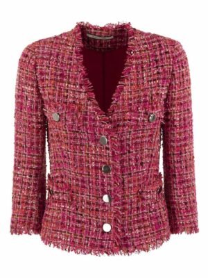 Tagliatore Women's Dharma - Tweed Jacket in Magenta | Size 38 | DHARMAL30015W24E193