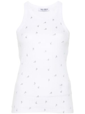 The Attico Women's Allover Logo Cotton Tank Top in White | Size 40 | 247WCT276J051L480