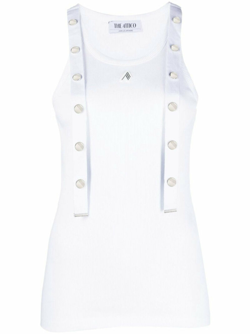 The Attico Women's Ribbed Cotton Tank Top in White | Size 38 | 241WCT229J038001