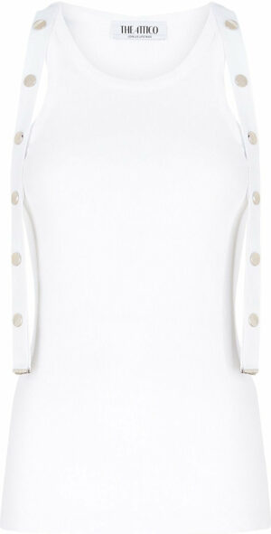 The Attico Women's Snap-Button Tank Top in White | Size 40 | WCT229J038