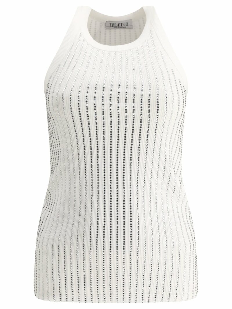 The Attico Women's Tank Top With Rhinestones in White | Size 40 | 247WCT276J050R480