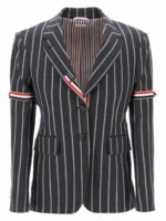 Thom Browne Women's Striped Single-Breasted Jacket in Grey | Size 42 | FBC806OF0518