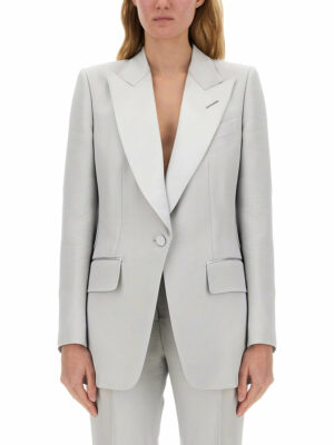 Tom Ford Women's Bianca Single-Breasted Tuxedo Jacket in Grey | Size 42 | GI2994