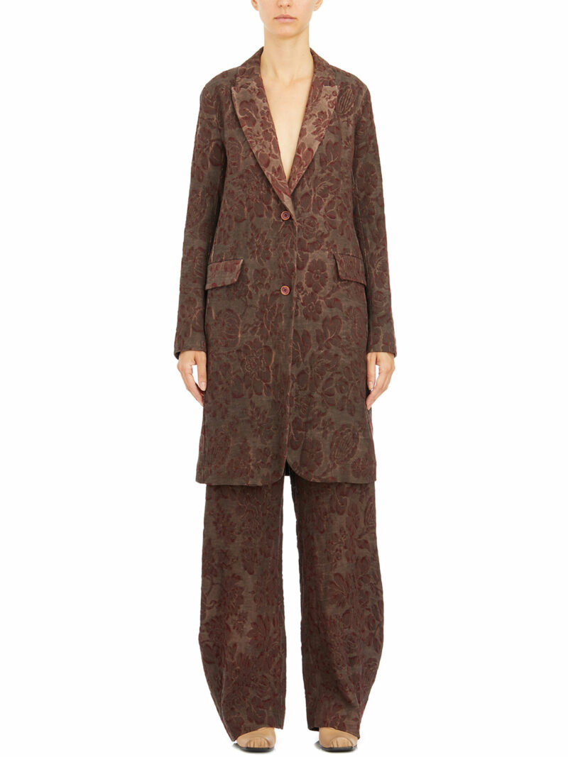 Uma Wang Women's Linen And Cotton Katia Coat in Bordeaux | Size Small | IUP6011UW790 Color Bordeaux