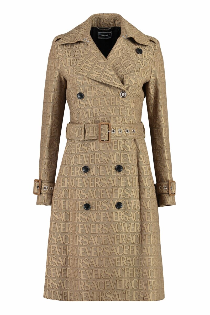 Versace Women's Cotton Blend Trench Coat in Beige | Size 38 | 10114991A03315 Color 2N740