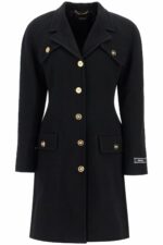 Versace Women's Raglan Crepe Coat in Nero | Size 42 | 10157411A10943