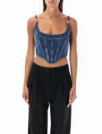 Versace Women's Top Denim Corset Top in Medium Blue | Size 40 | 24A10162751A07079 Color 1D030