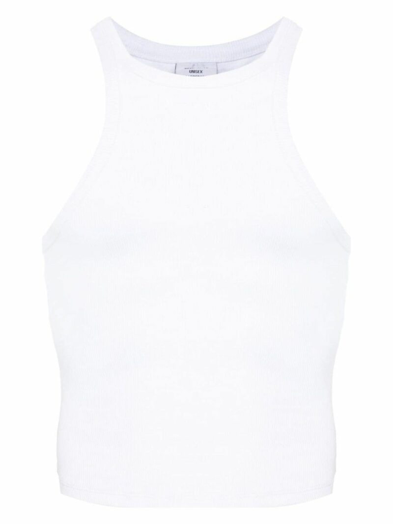 Vetements Women's Logo Cotton Tank Top in White | Size Medium | UE64TO140WWHITE