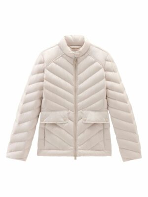 Woolrich Women's Chevron Quilted Short Jacket in Beige | Size Large | CFWWOU0776FRUT26358867