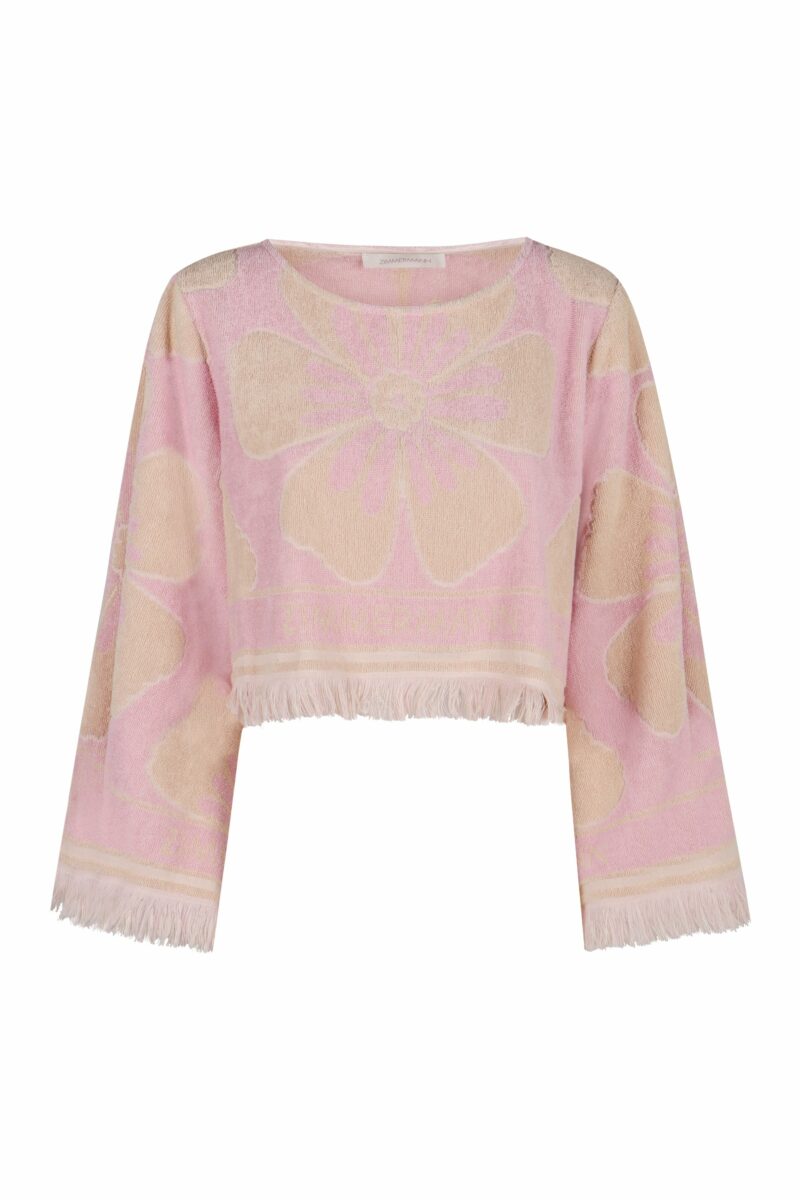 Zimmermann Women's Logo Towelling Cropped Top in Pink | 1417TSS244PINC